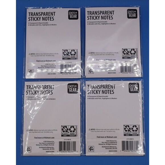 200 sheets (4packs / 50) transparent sticky notes 3" x 3" repositionable - Picture 2 of 3